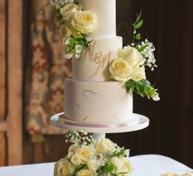 wedding cake setup at a Cheshire wedding